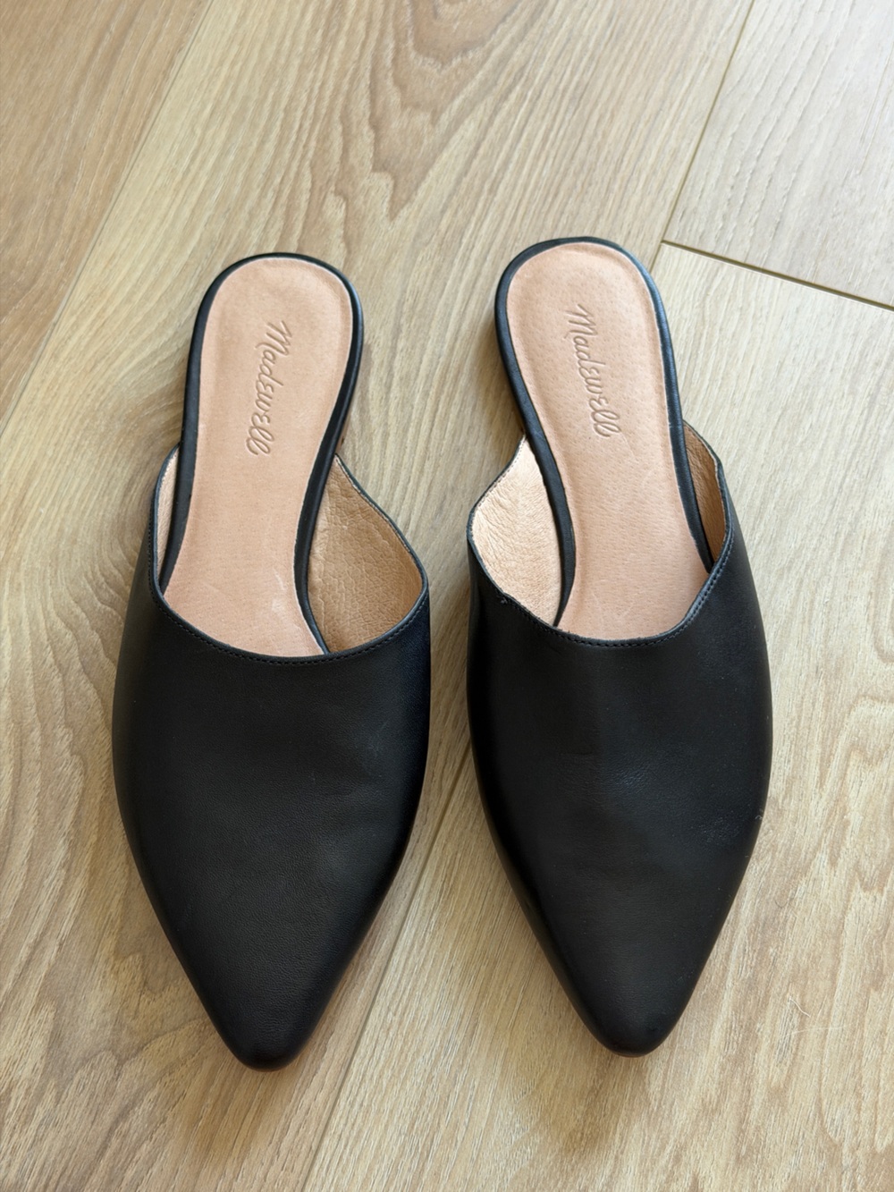 Madewell Black Leather Pointed Slide Mules - Picture 1 of 3